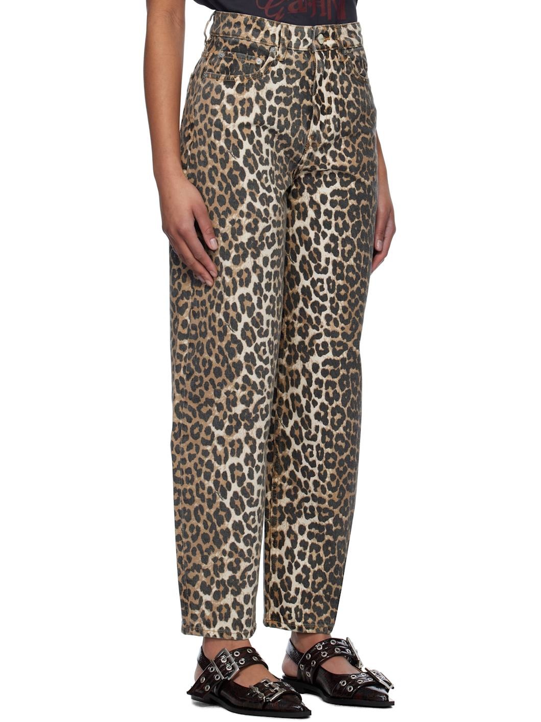 Brown Leopard Denim Stary Jeans - 2