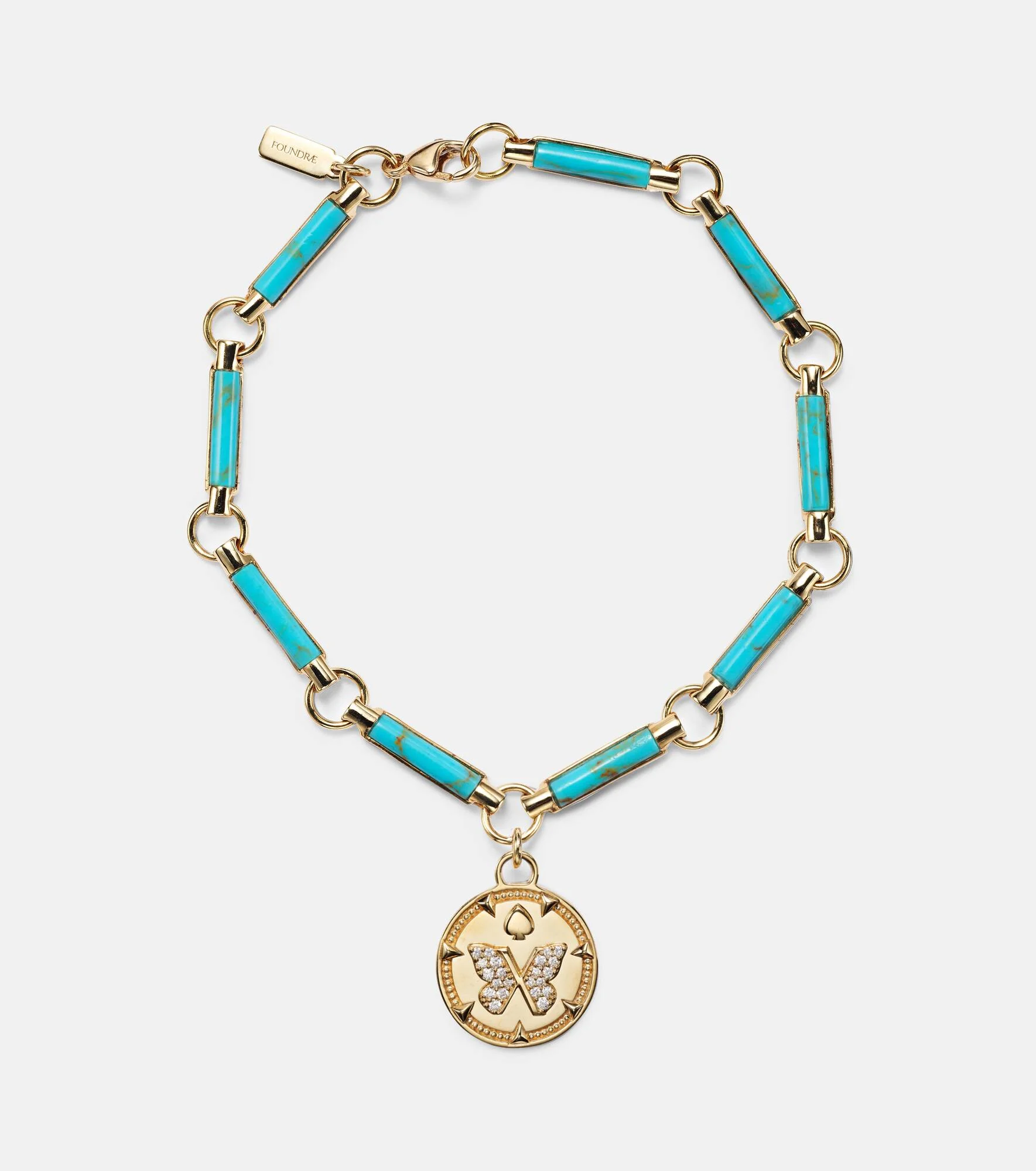 Reverie Element 18kt gold chain bracelet with turquoise and diamonds - 1