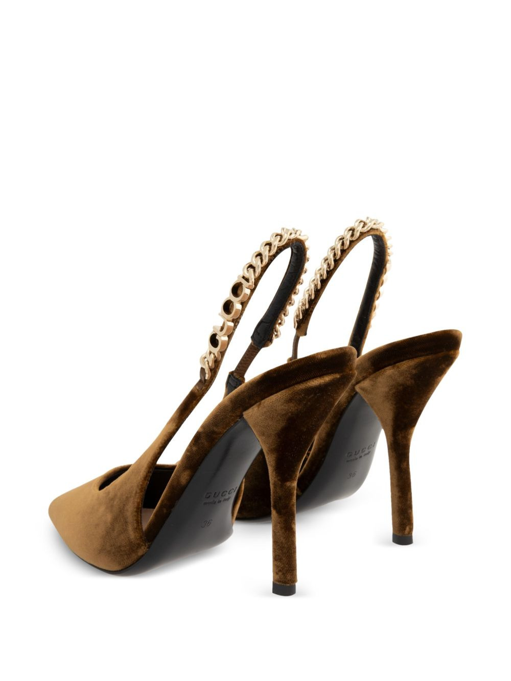 105mm Signoria chain-embellished velvet pumps - 4