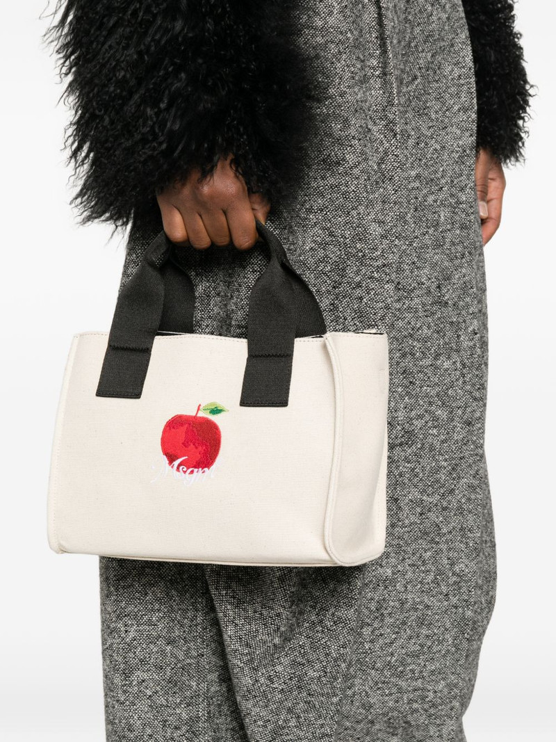MSGM small apple embroidered tote bag outlook