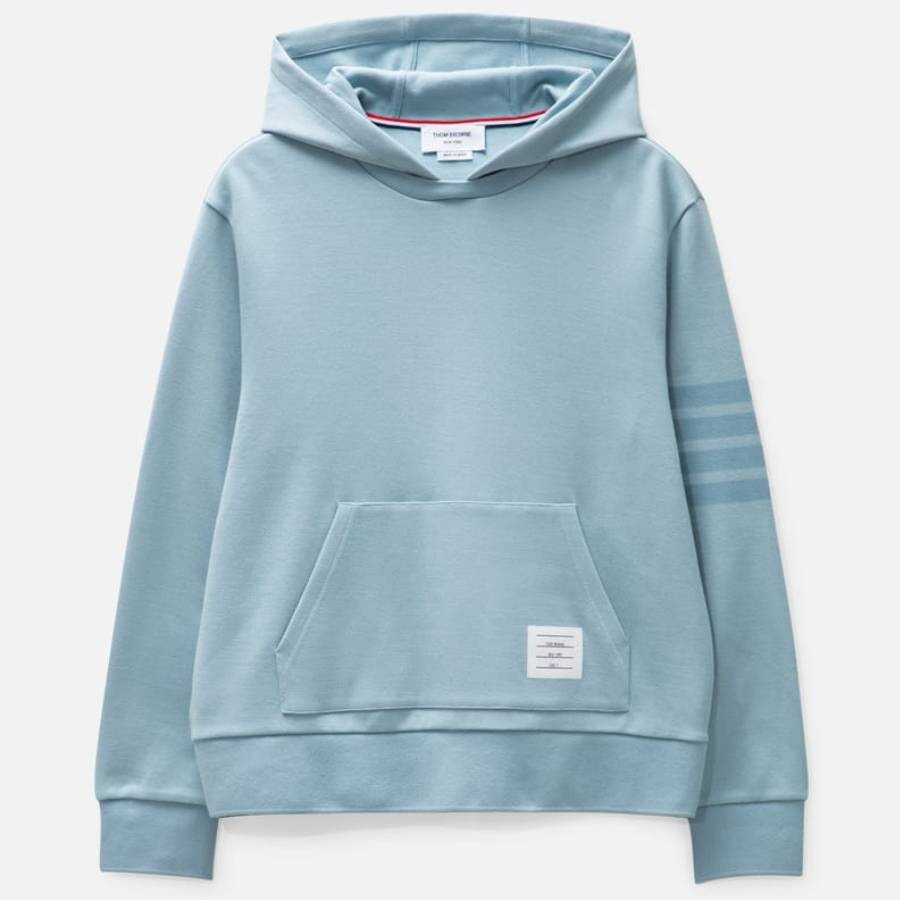 Thom Browne 4 Bar Double Face Knit Hoodie Light Blue - 5