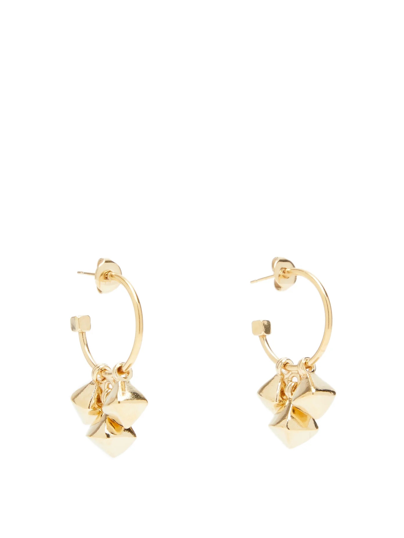 Pyramid-charm gold-tone hoop earrings - 1