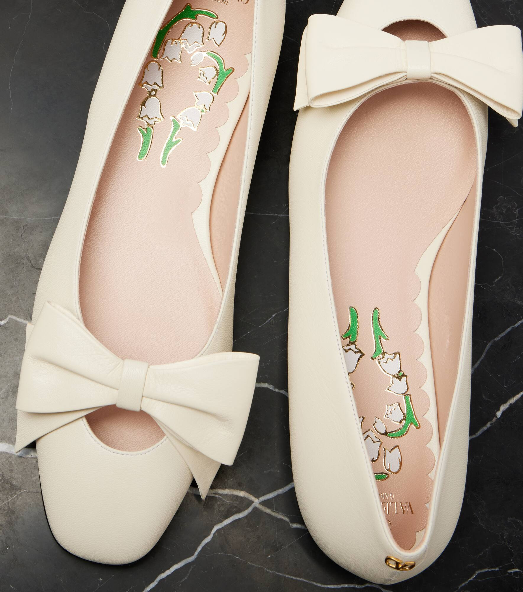 Bow-detail leather ballet flats - 5