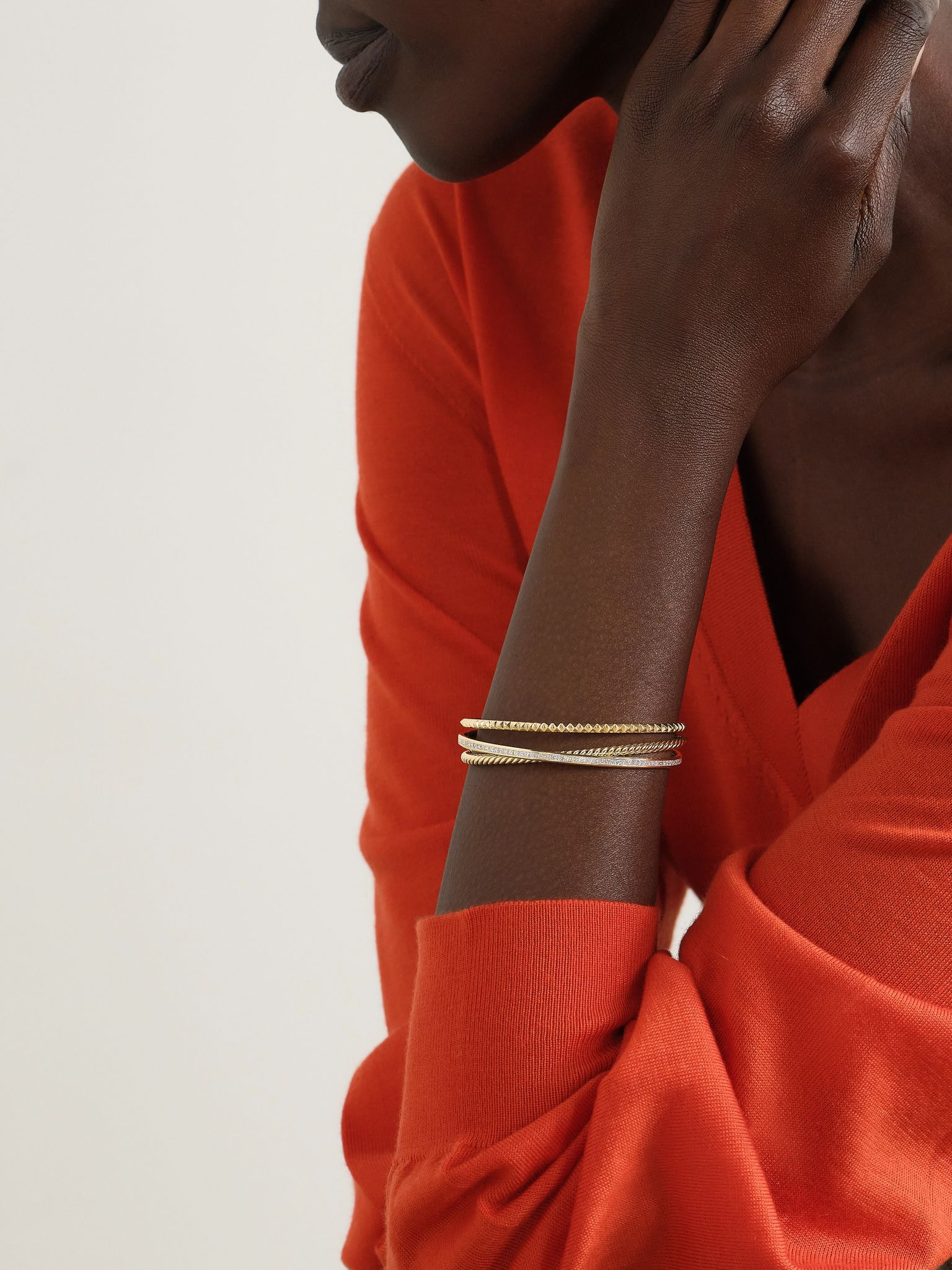 Crossover Trio 18-karat gold diamond cuff Gold - 2