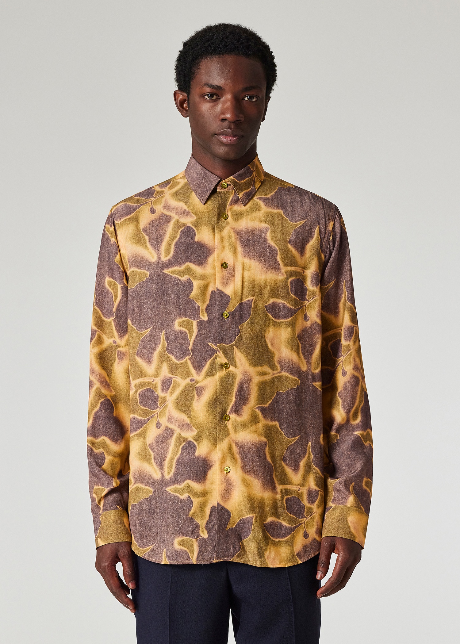 Yellow 'Photogram Leaves' Viscose Shirt - 3