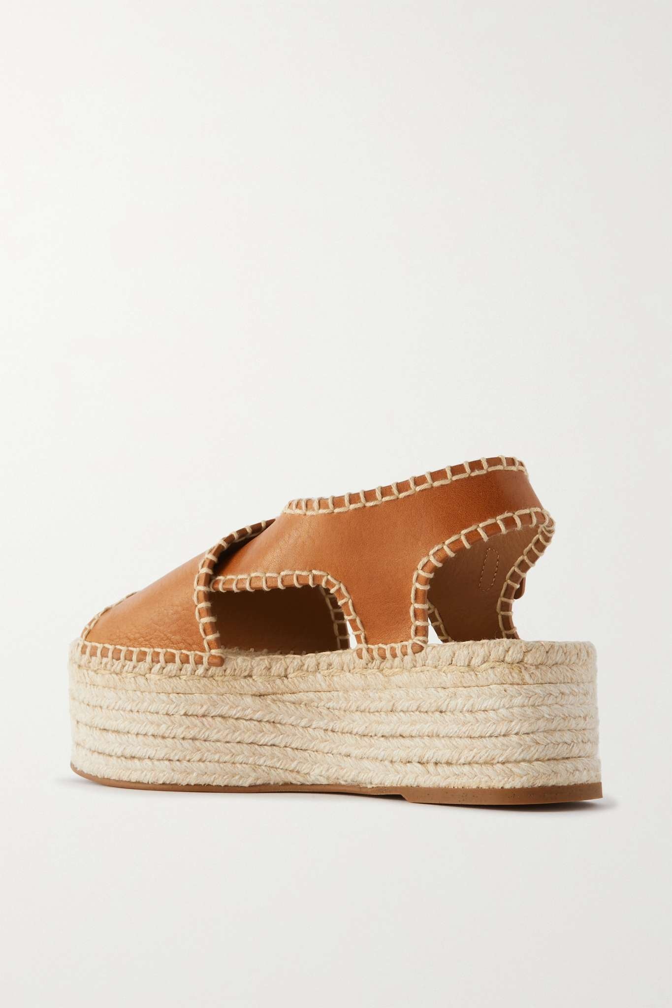 Lucinda whipstitched leather platform espadrilles sandals - 3