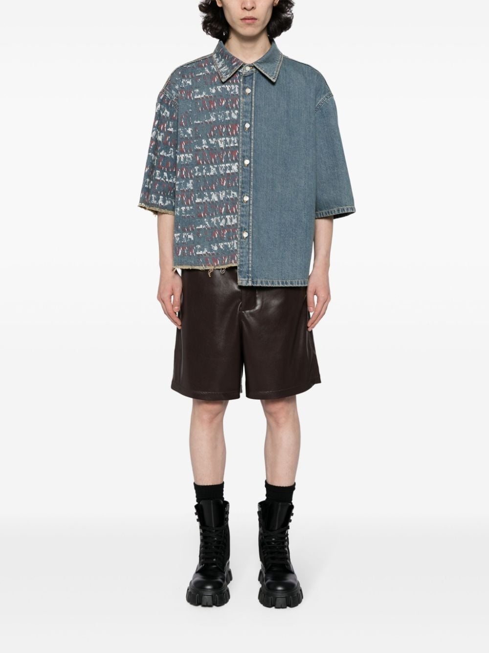 x Future asymmetric denim shirt - 2