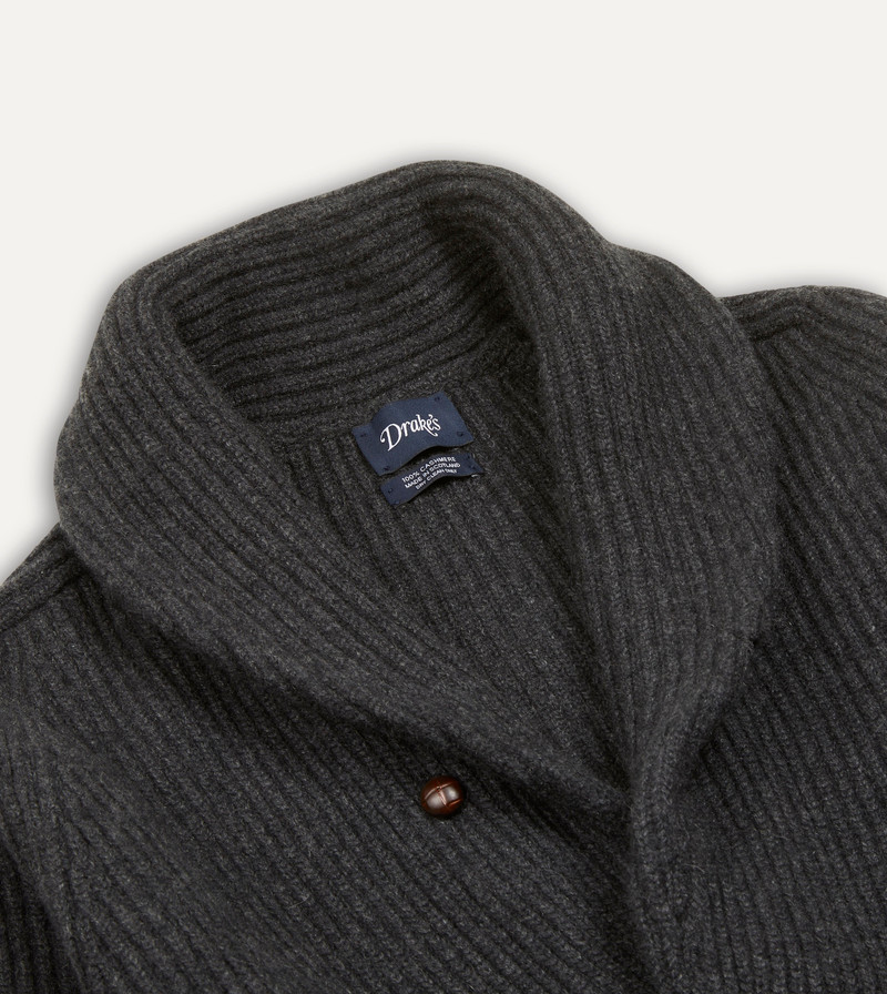 Charcoal Cashmere Shawl Collar Cardigan 3