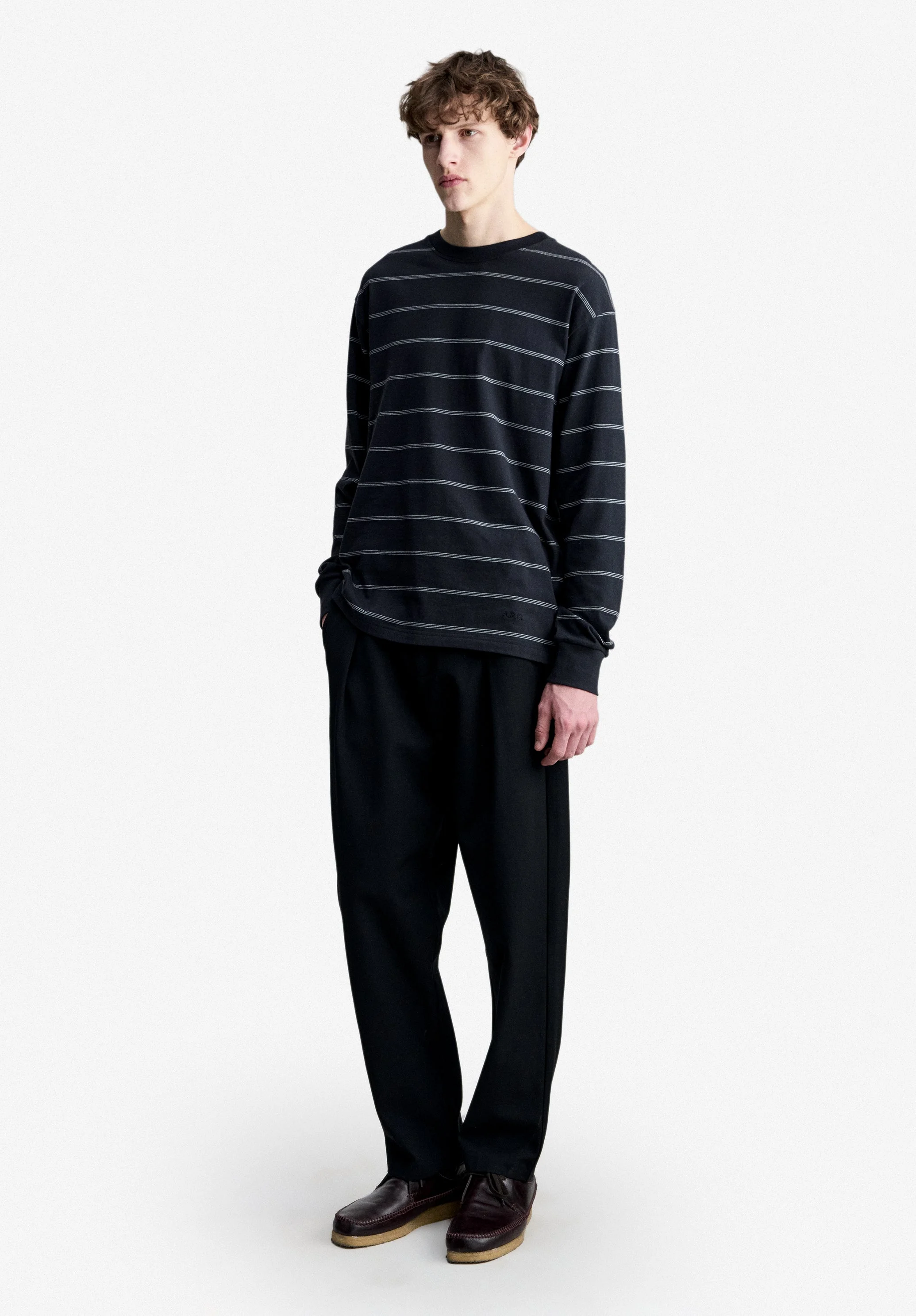 HUGO T-SHIRT - BLACK STRIPED LONG-SLEEVED T-SHIRT - 1