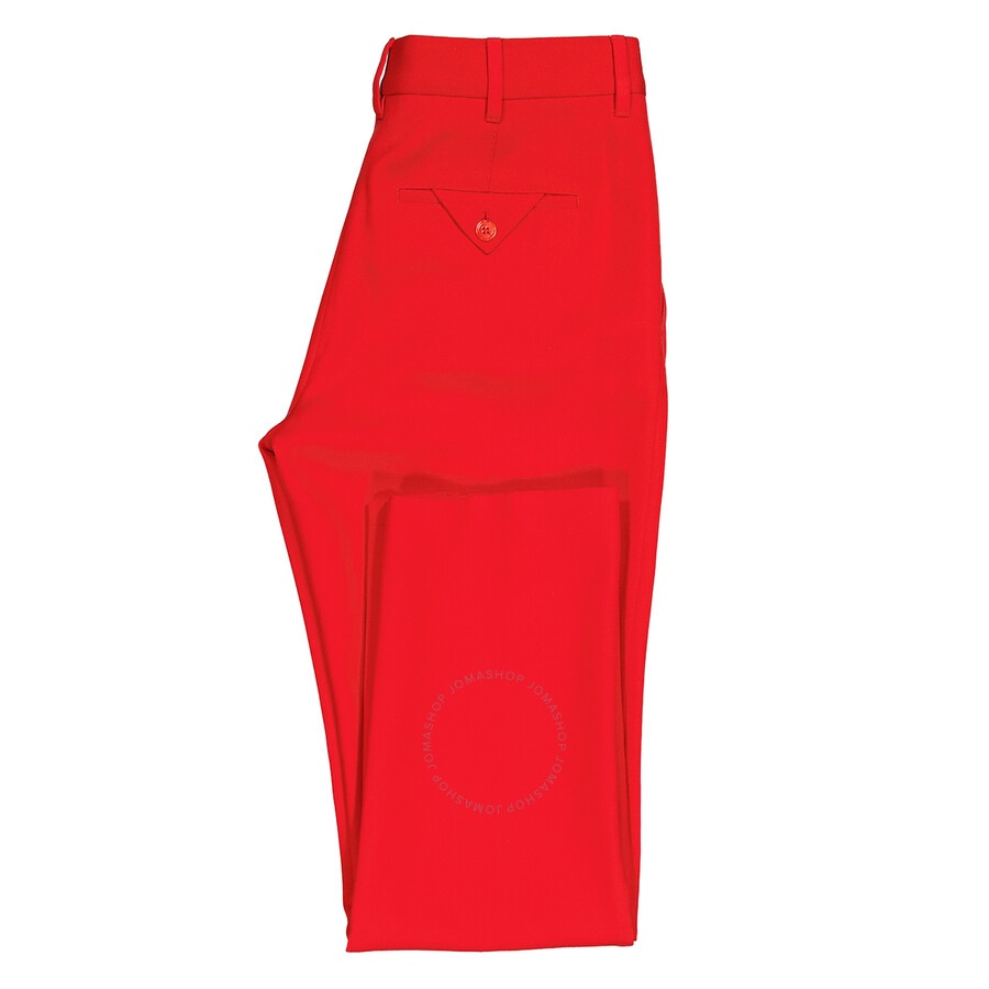 Burberry Ladies Bright Red High-Waisted Wool Tailored Trousers - 7