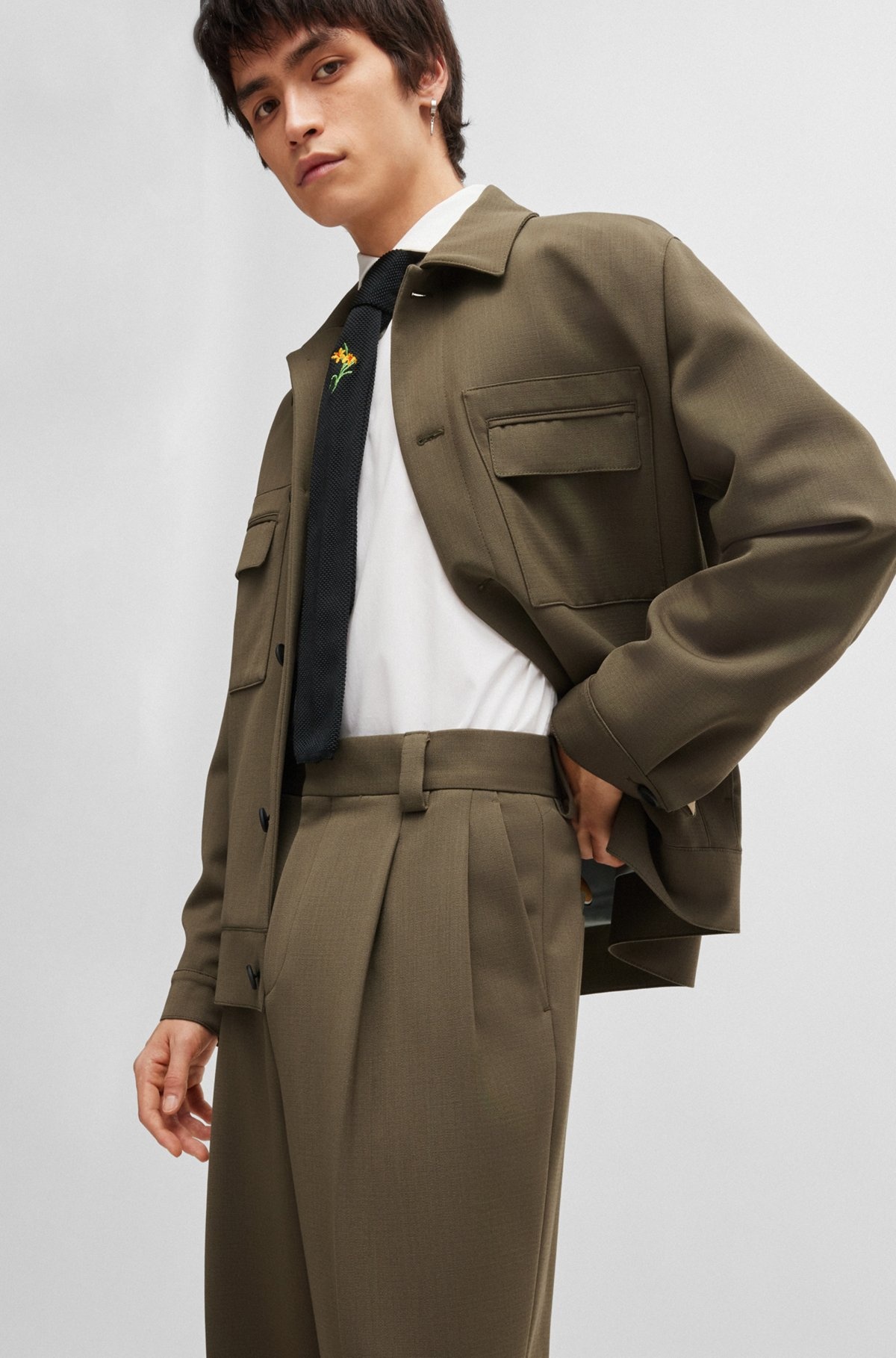 TAILORED TROUSERS IN A STRETCH-WOOL BLEND - 5