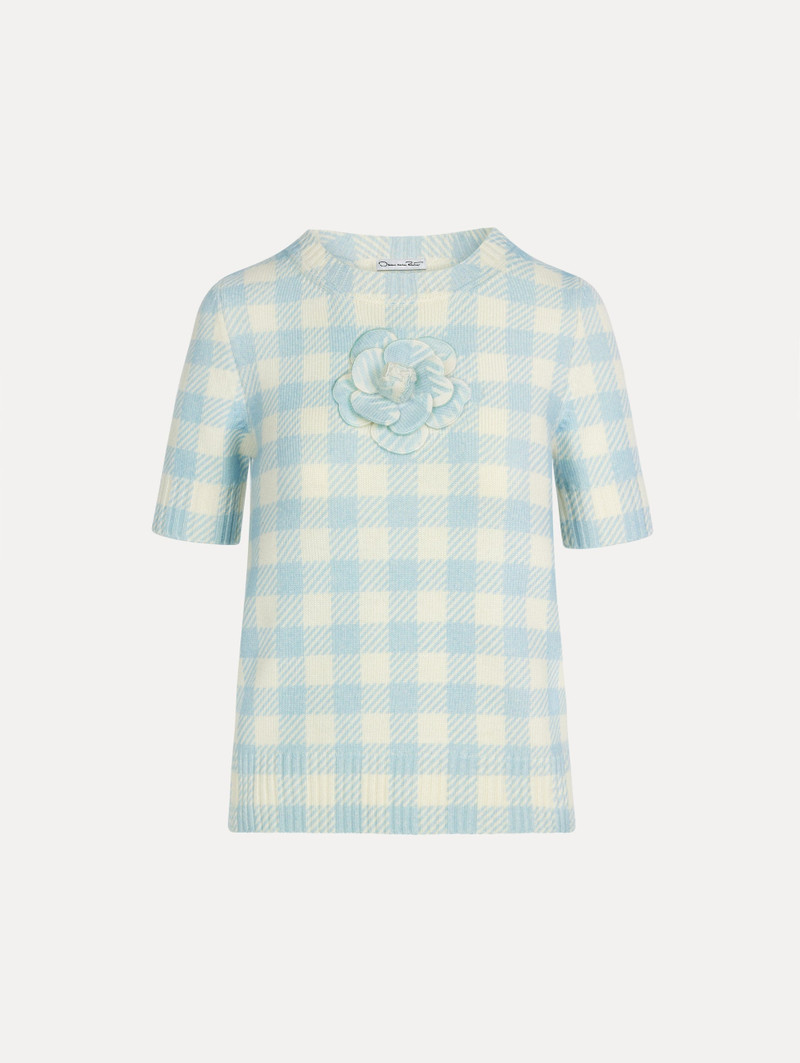 GINGHAM PULLOVER WITH FLORAL APPLIQUÉ 1