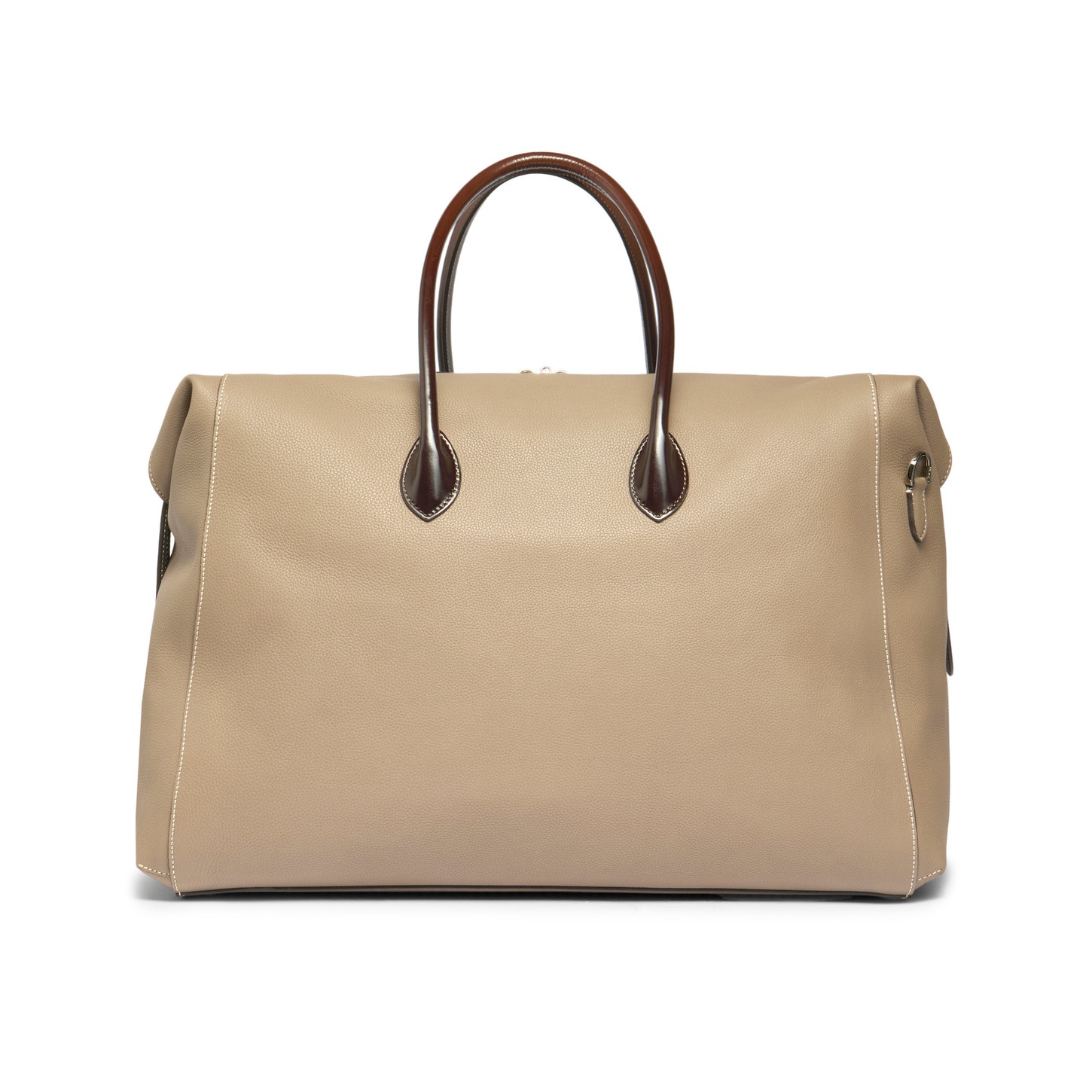 Beige tumbled leather weekend bag - 4