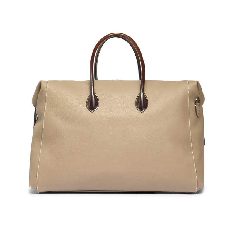 Beige tumbled leather weekend bag 4