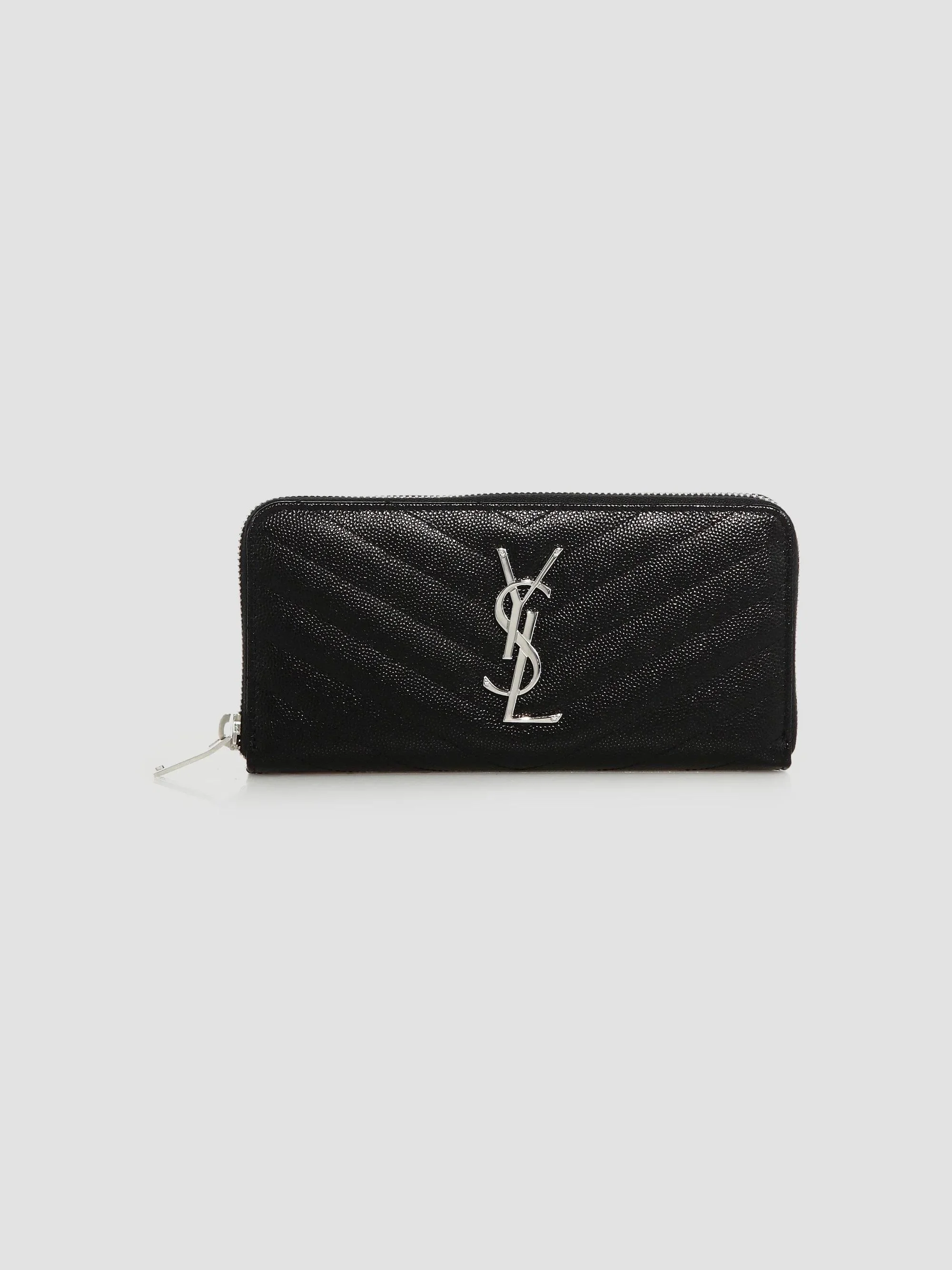 Monogram Matelasse Leather Zip-Around Wallet - Black - 1