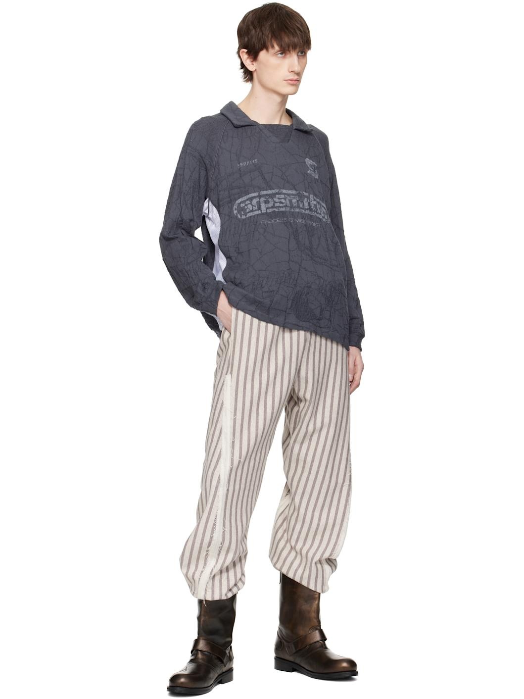 Gray Knit Football Polo - 4