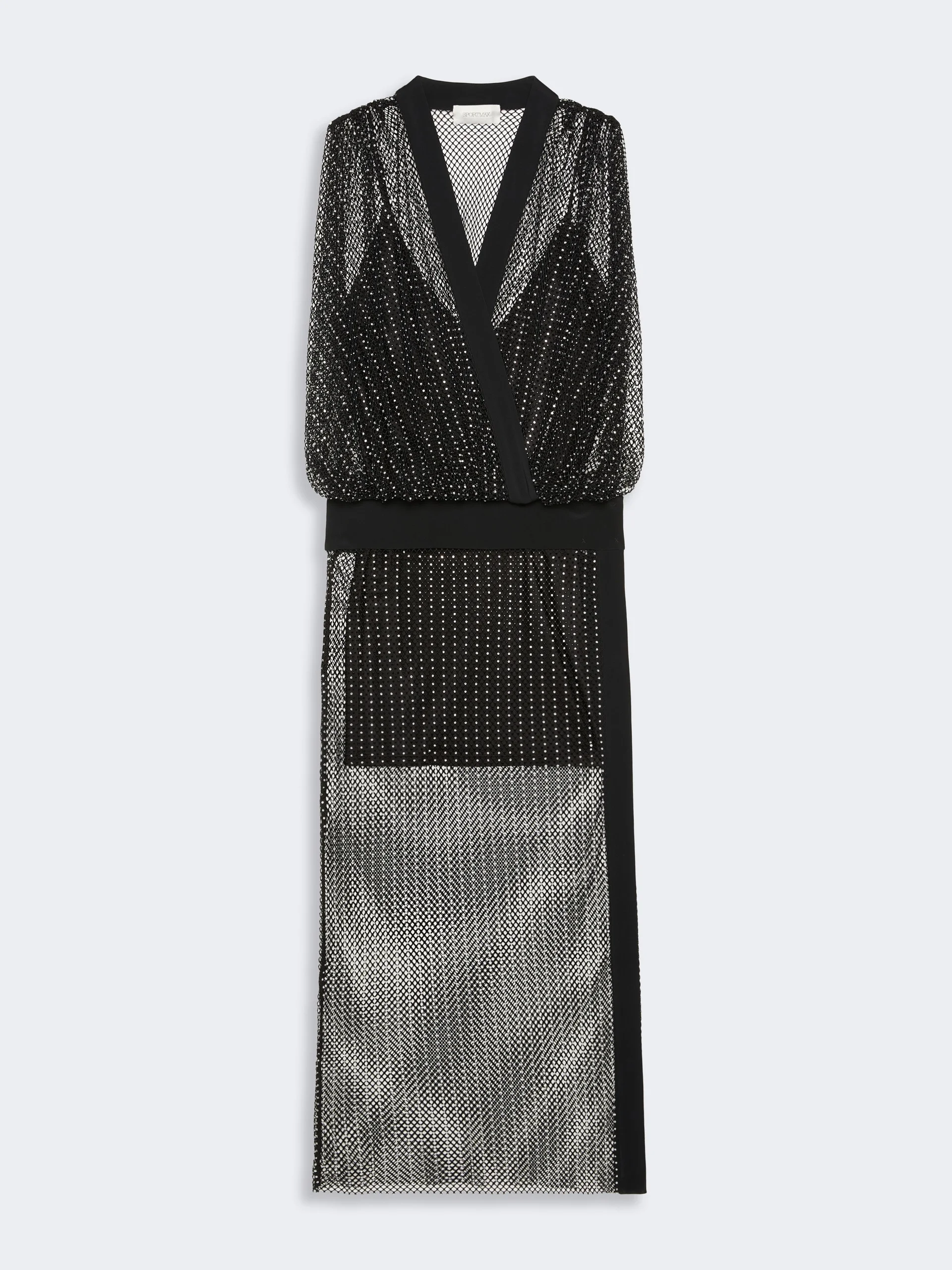 PENSILE Long jersey and rhinestone dress - BLACK - 1