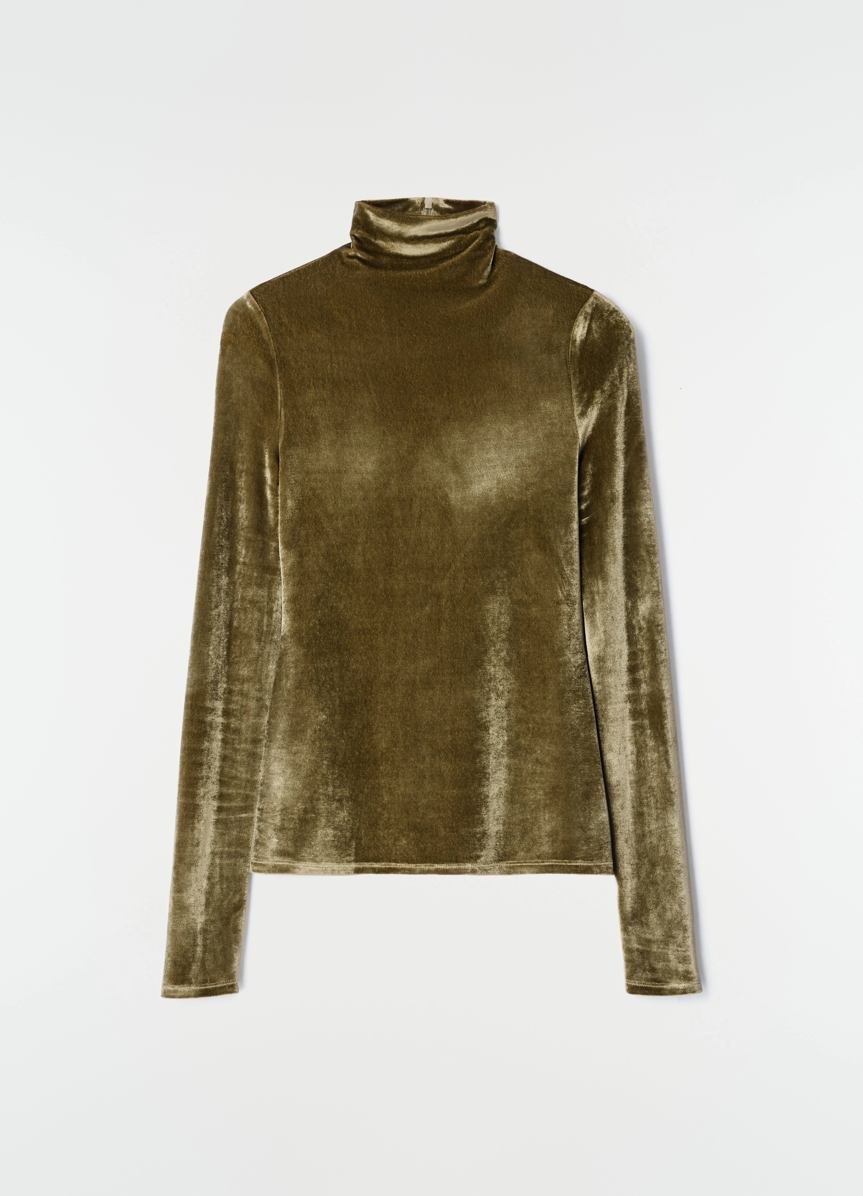 FITTED STAND-COLLAR TOP IN VELVET JERSEY - 1