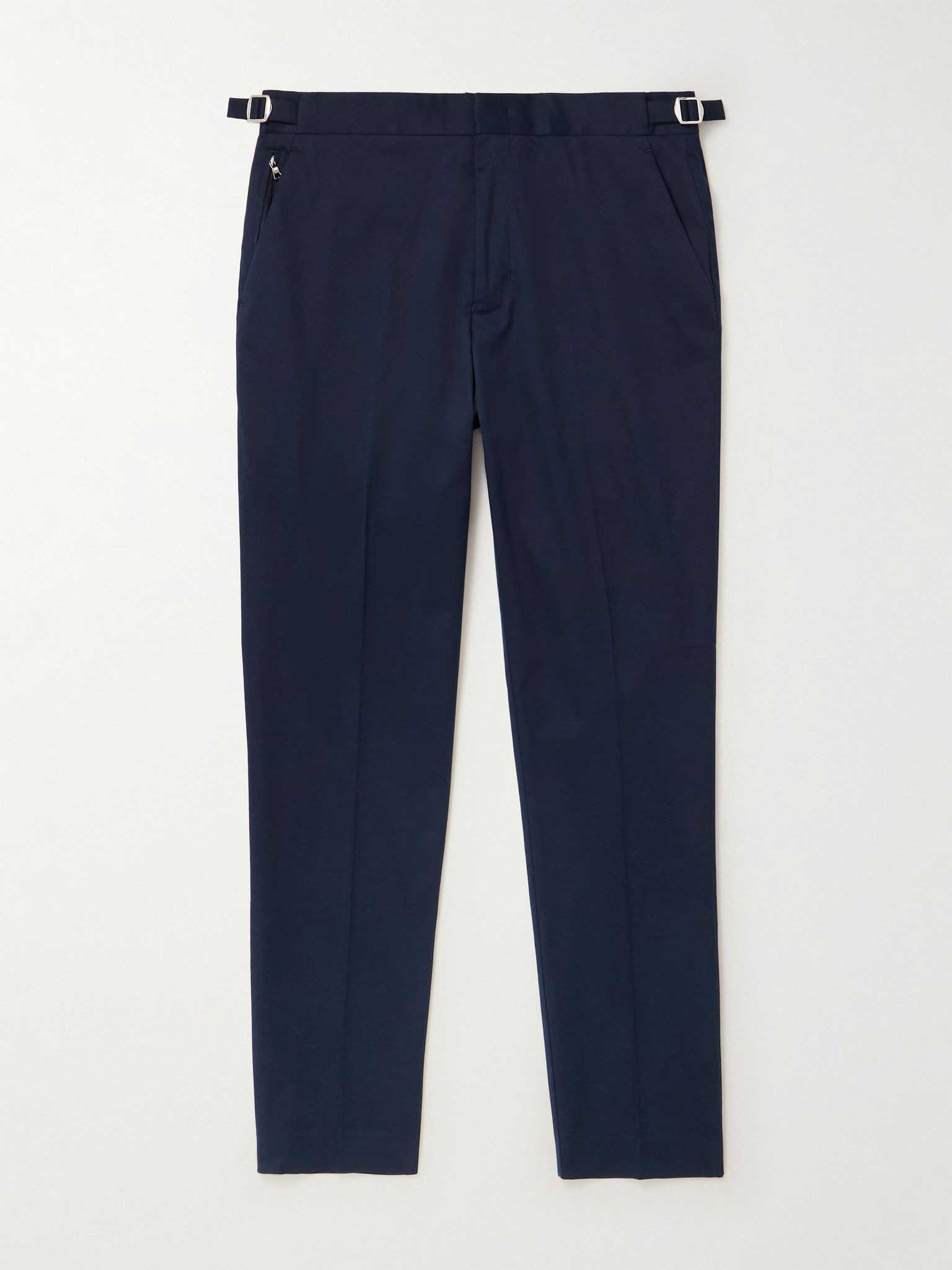 Brandon Slim-Fit Tapered Stretch Cotton and Cashmere-Blend Twill Trousers Navy - 1