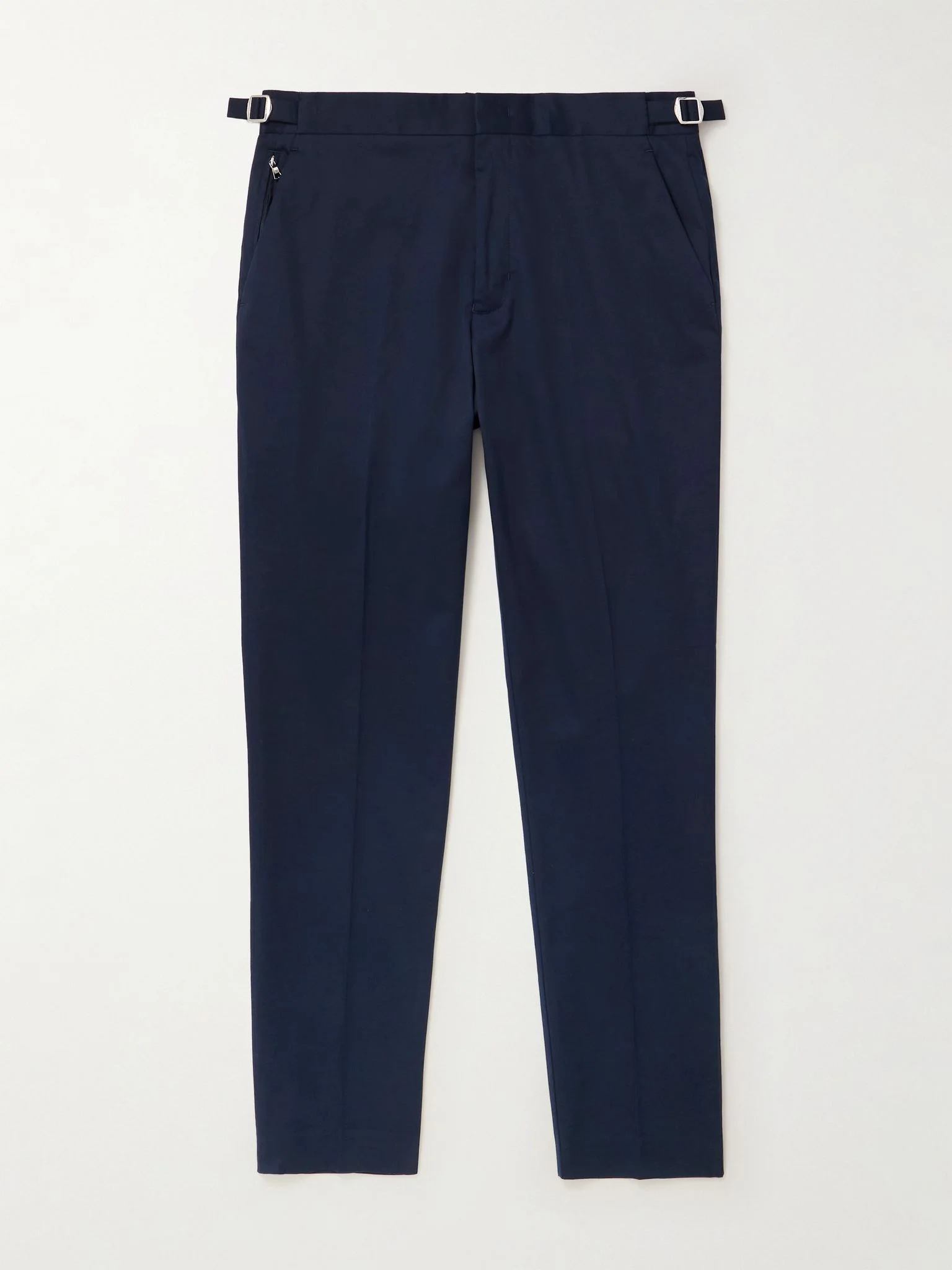 Brandon Slim-Fit Tapered Stretch Cotton and Cashmere-Blend Twill Trousers Navy - 1