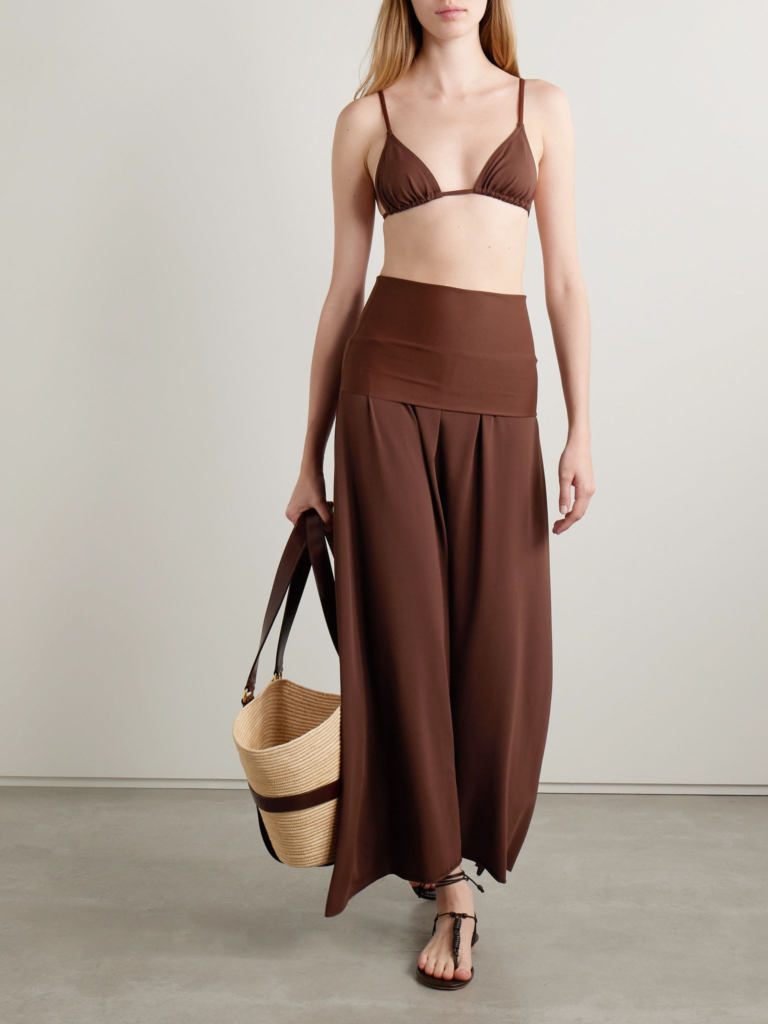 Oda strapless stretch-jersey maxi dress Chocolate - 5