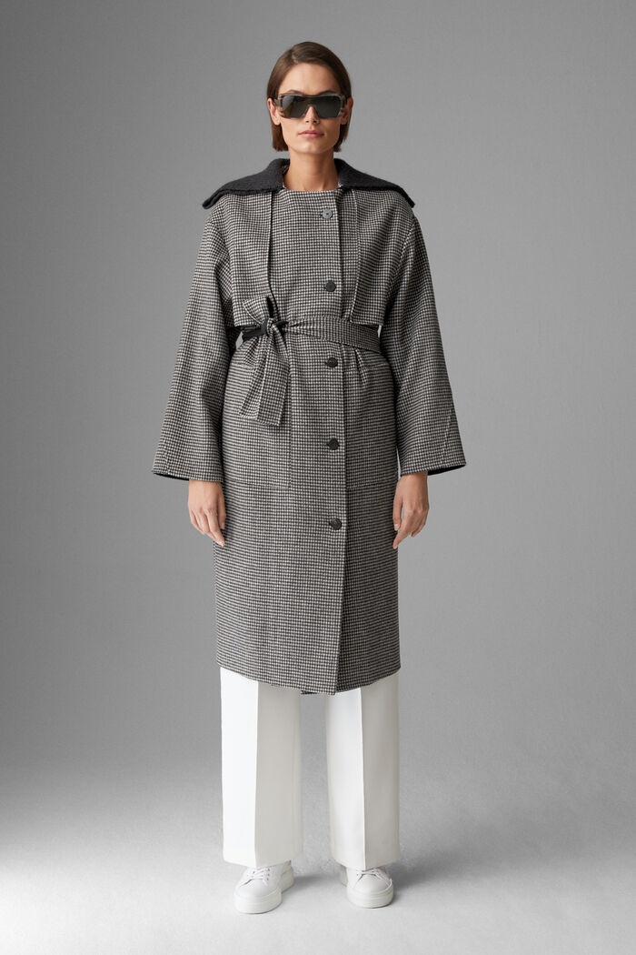 Noemi Pure new wool and cashmere coat in Black/White - 2