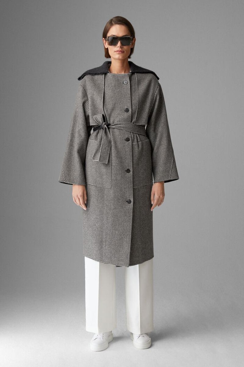 Noemi Pure new wool and cashmere coat in Black/White 2