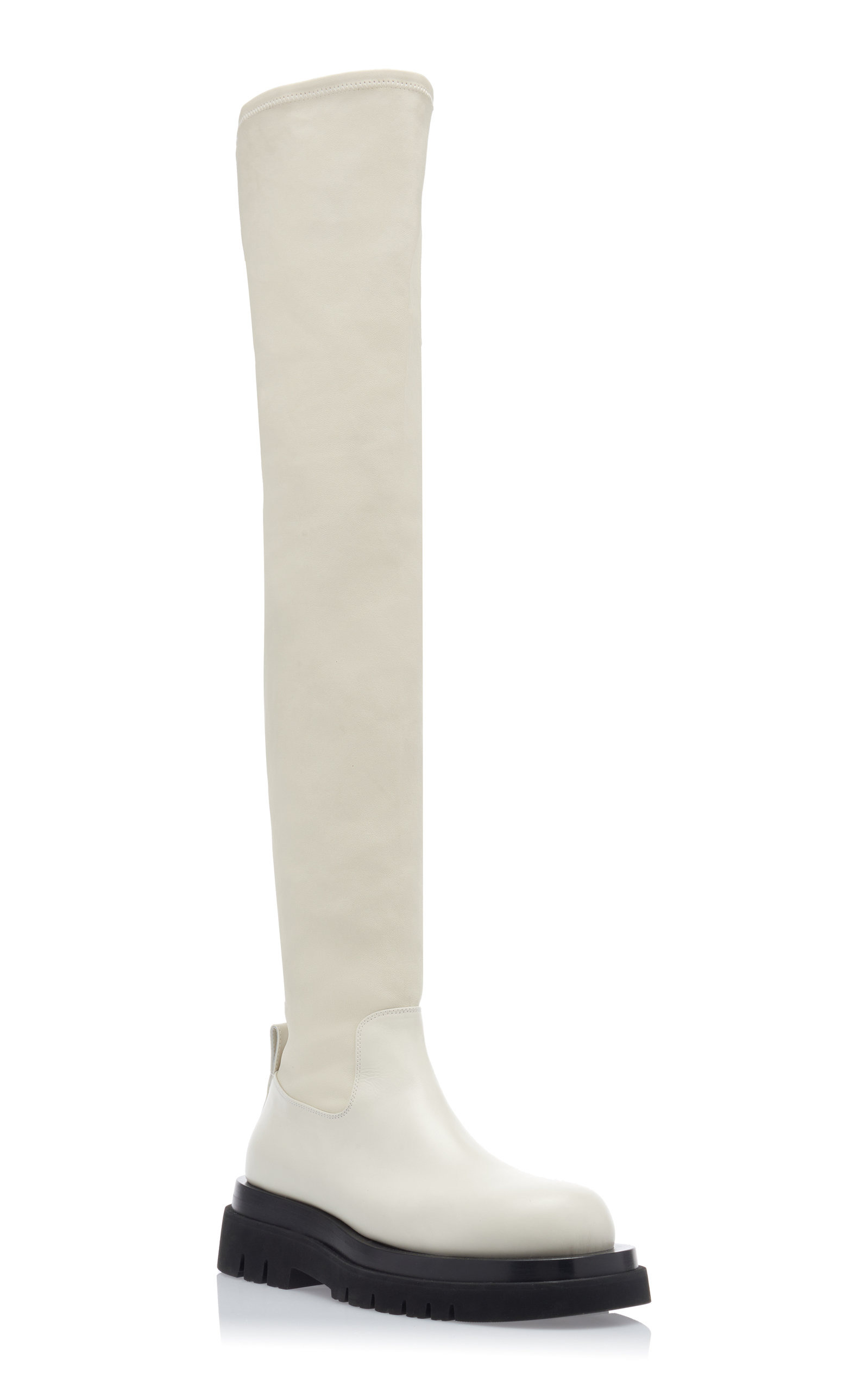 The Tire Over the Knee Leather Boots white - 6