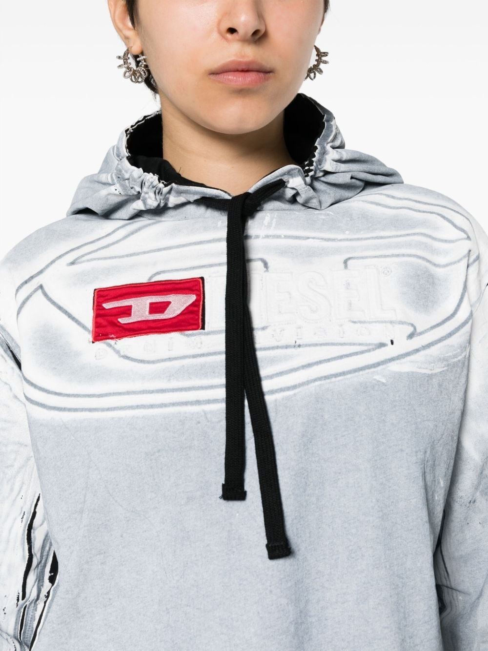 creased-paint cotton hoodie - 5