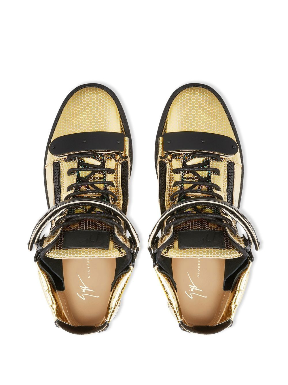 foiled-finish high top sneakers - 4