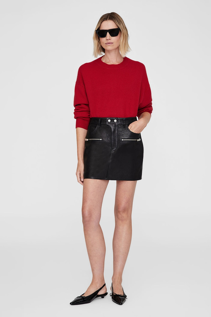 ANINE BING Steel Skirt - Black Leather outlook