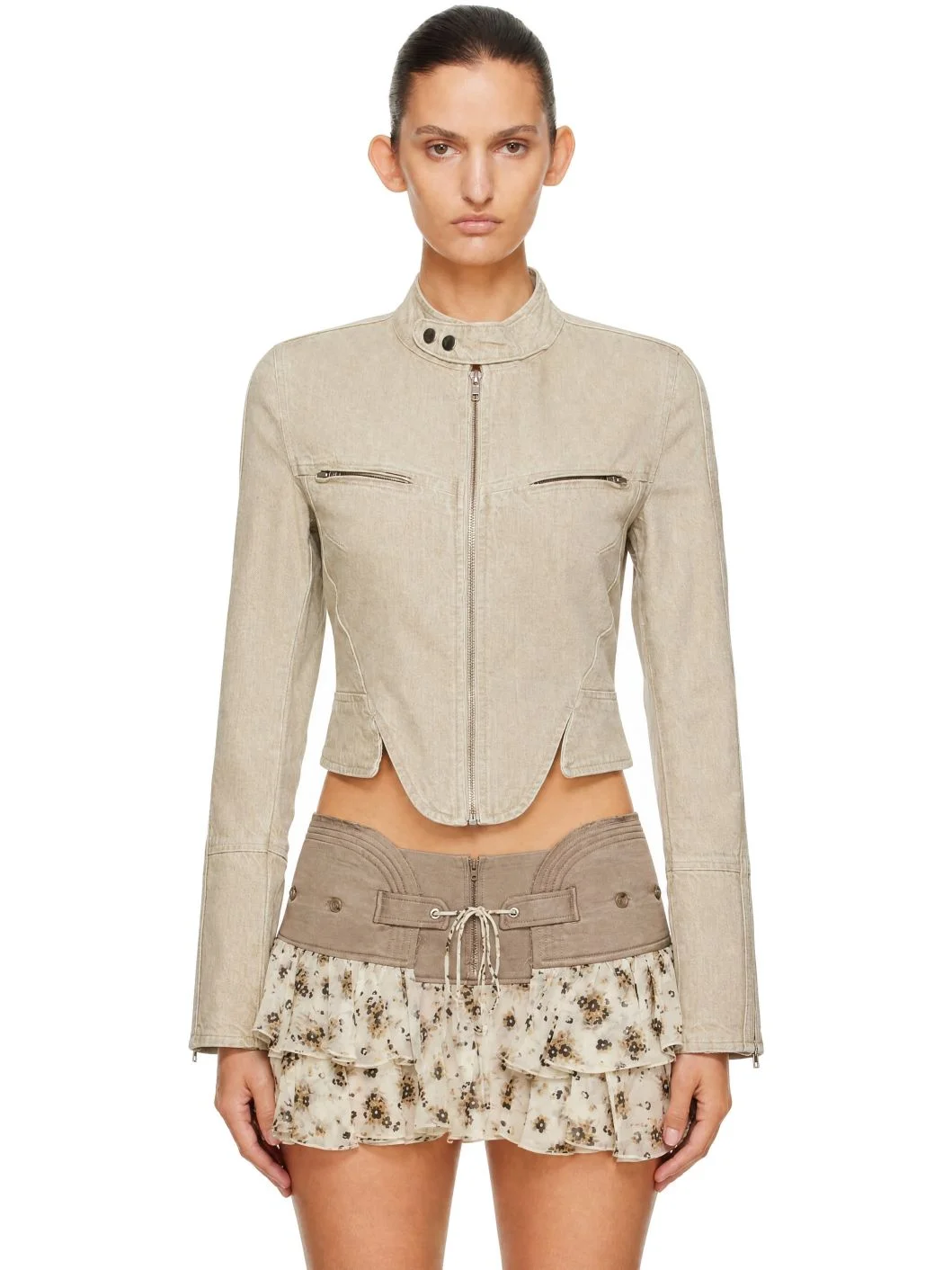 Beige Astra Clawe Denim Jacket - 1