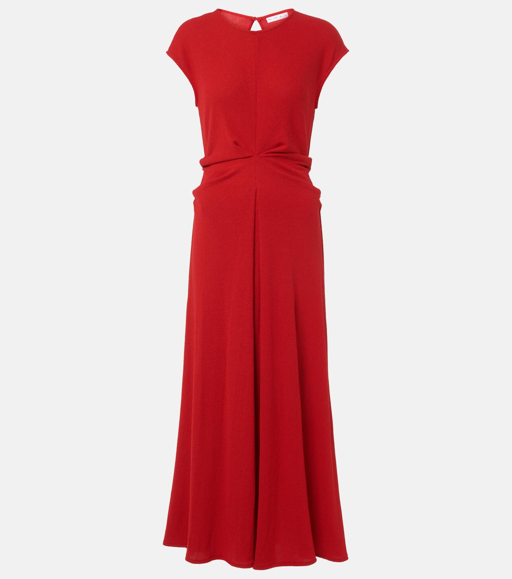 Gathered crêpe long dress - 1