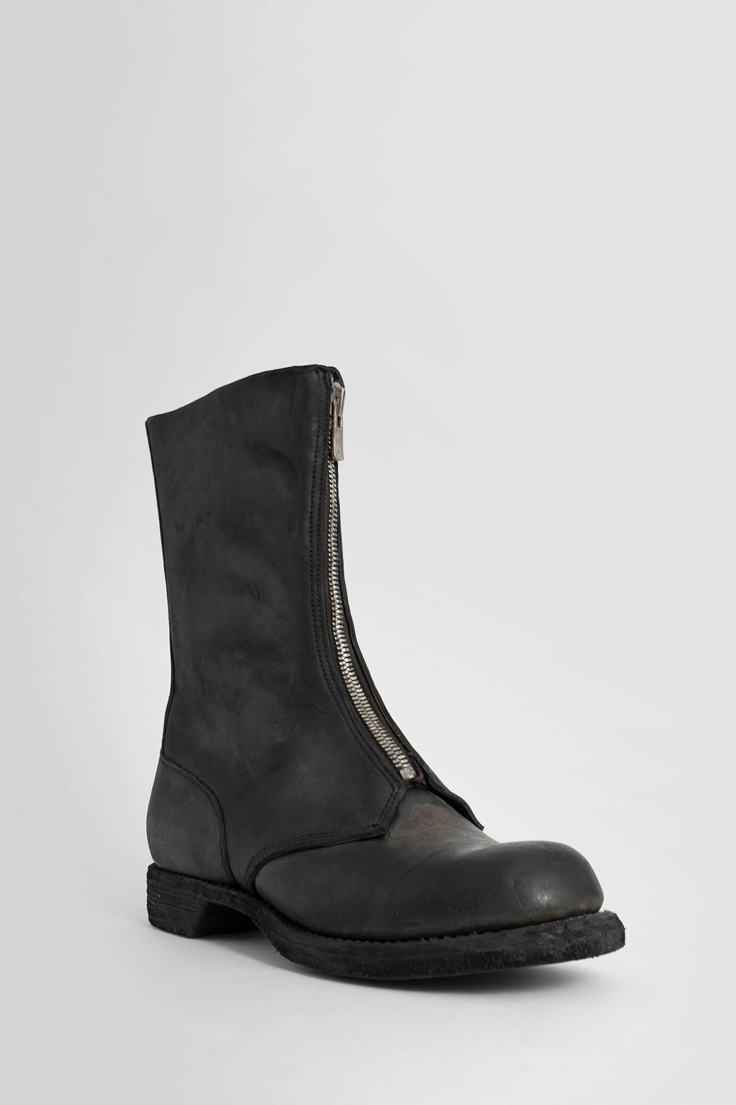 Black-Smooth-Horse-Front-Zip-Boots - 2