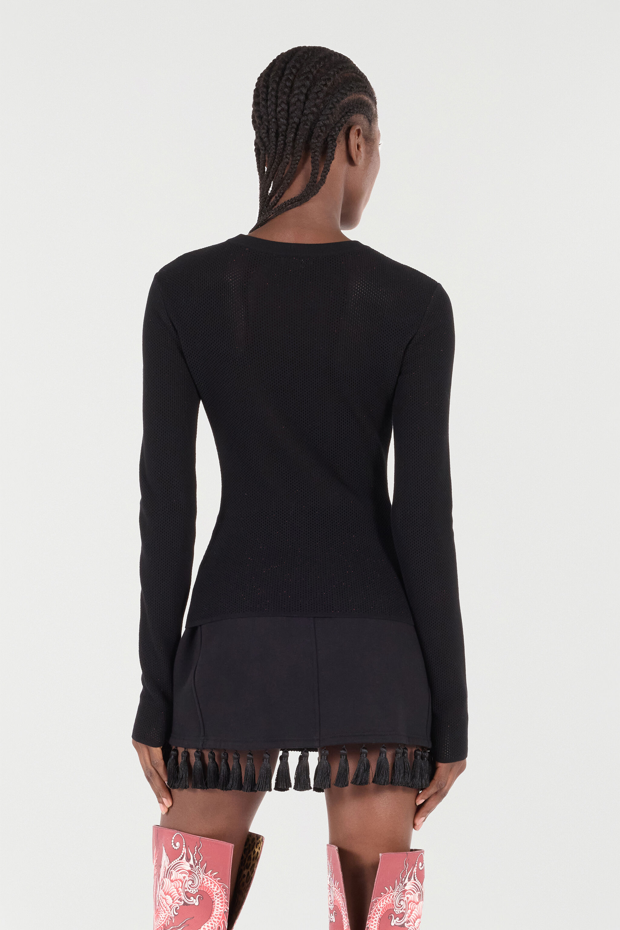 Micro-Openwork Sweater With Dragon - 4