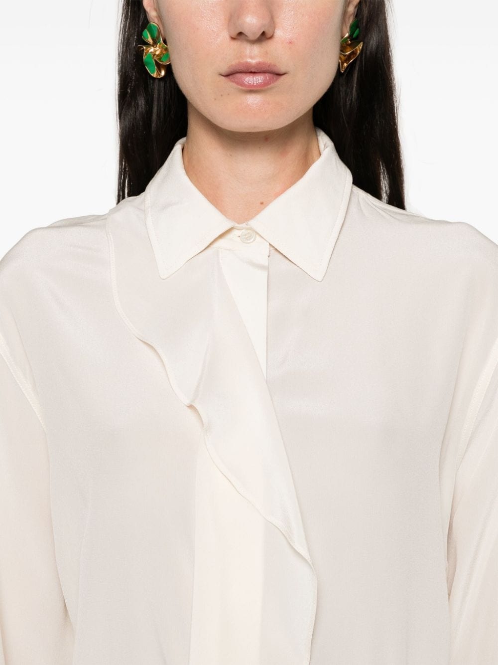 ruffle-detail silk blouse - 5