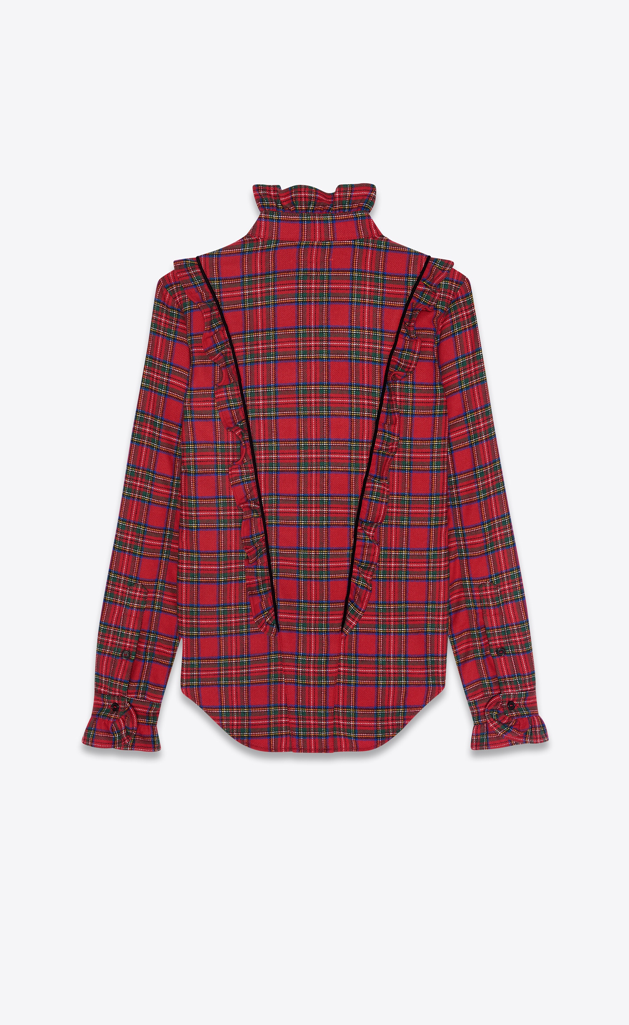 ruffled western shirt in checked wool - 2