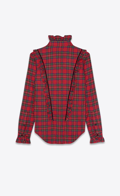 SAINT LAURENT ruffled western shirt in checked wool outlook