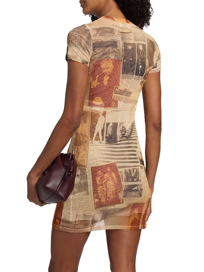 Women's Journal-Print Jersey Minidress - Ecru Lightgrey Red 5