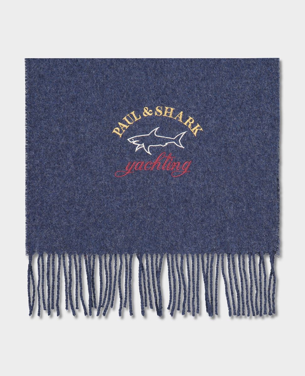 Wool scarf with embroidered Logo - 2