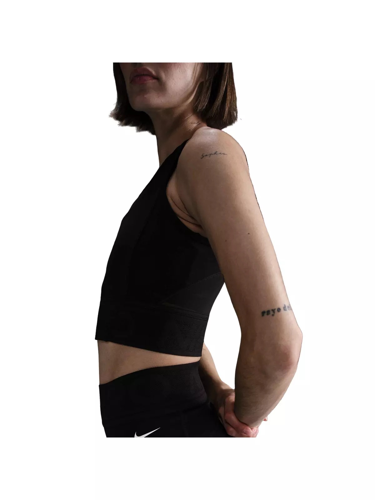 Women's Pro Dri-FIT Cropped Tank Top-Black - 3