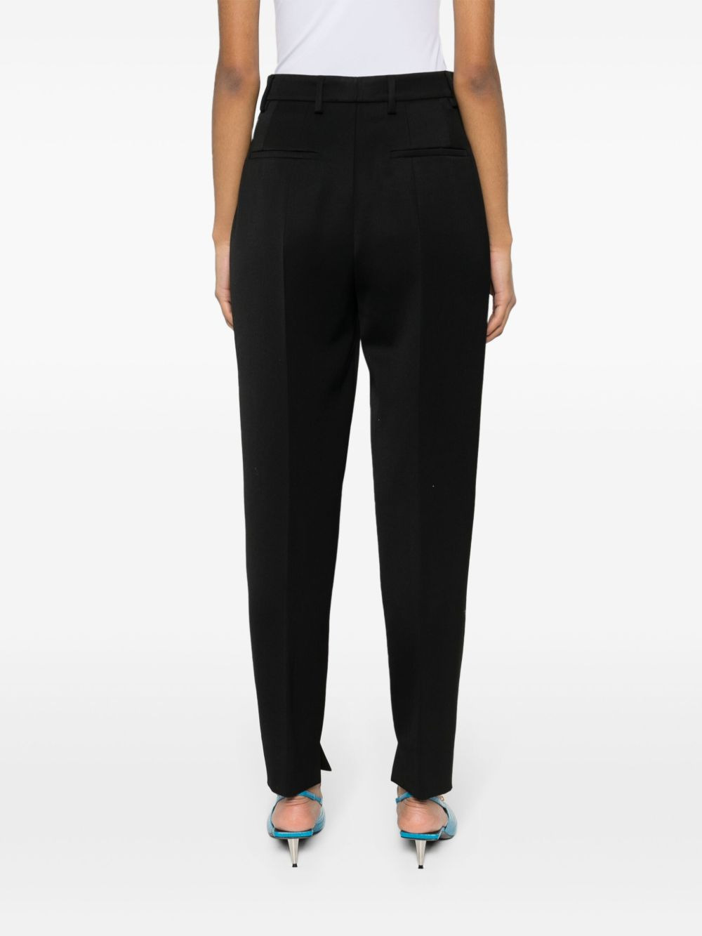 pressed-crease tapered-leg trousers - 4
