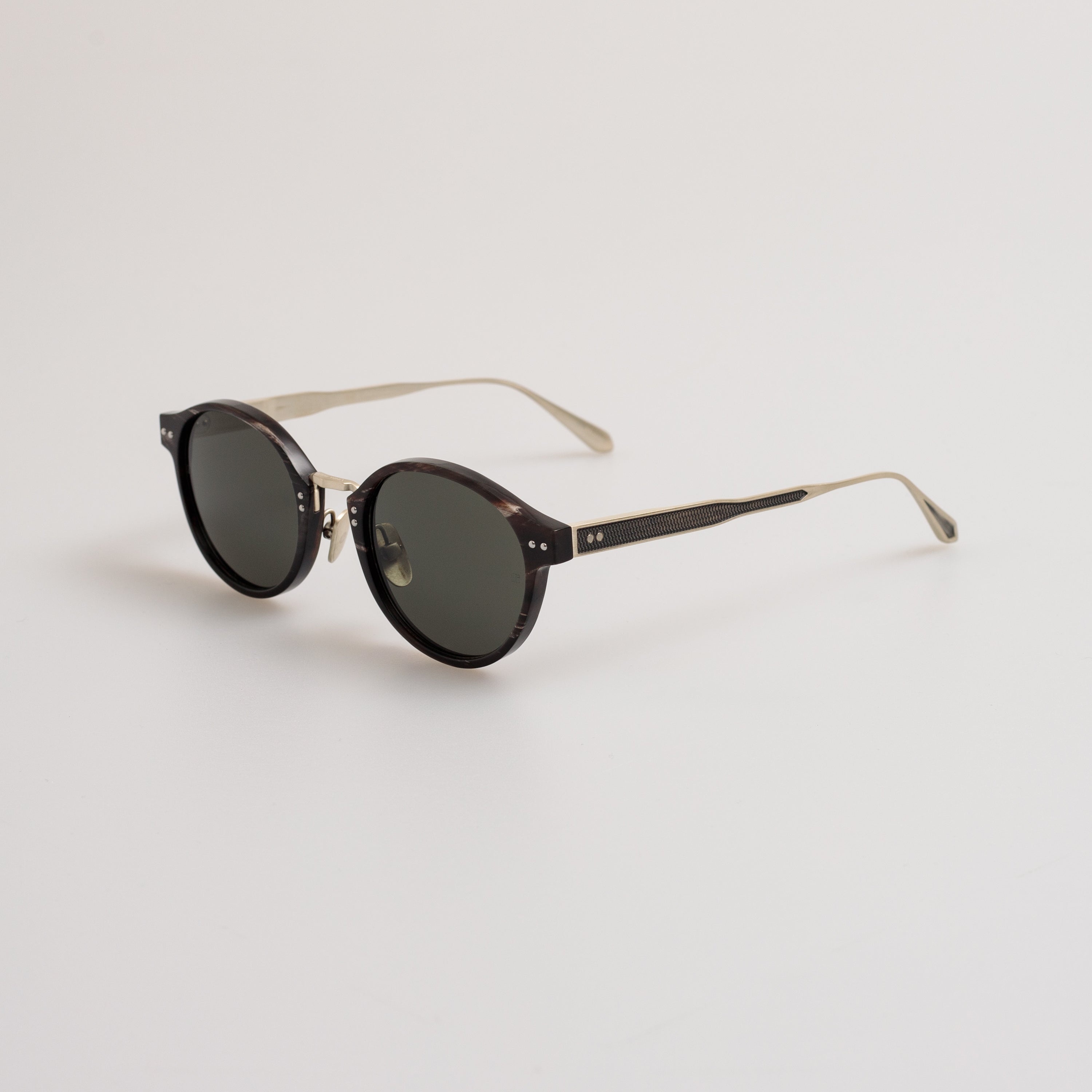 Marco Oval Sunglasses in Buffalo Horn and 925 Sterling Silver - 3