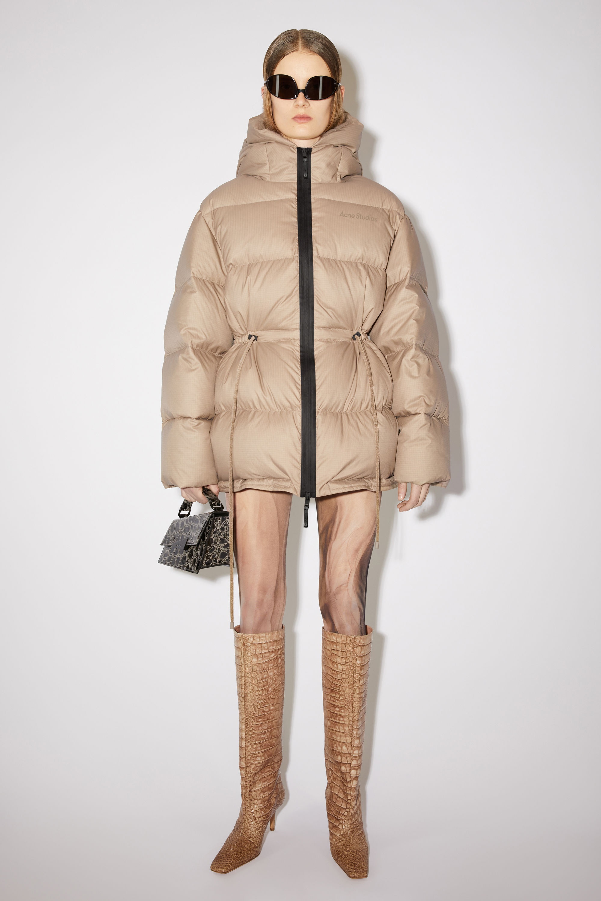 Acne Studios - Hooded ripstop puffer jacket - Dark khaki/multi