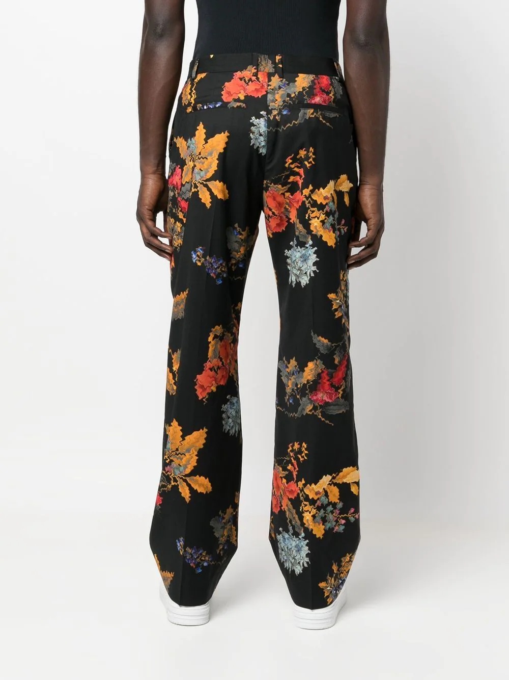 floral-print virgin wool trousers - 4