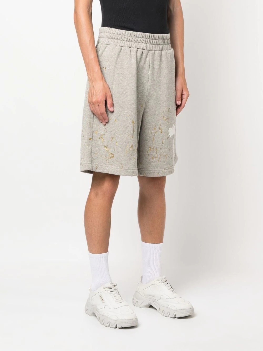 paint-splatter logo-print track shorts - 3