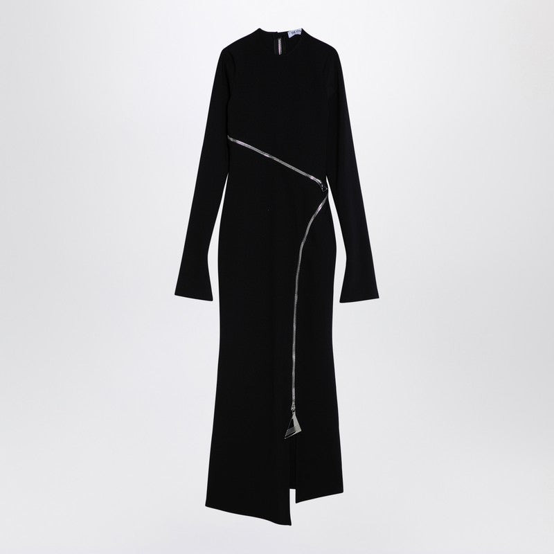 The Attico Black Midi Dress With Zip Women - 1