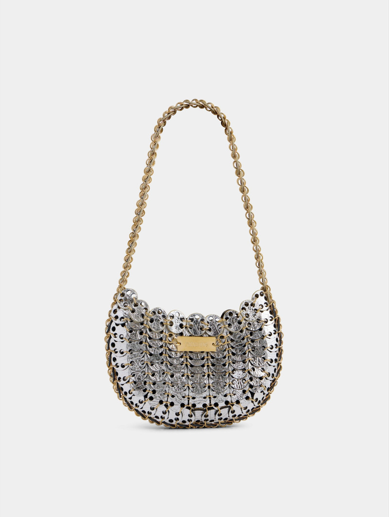 MOON FLIP BAG IN REVERSIBLE SILVER AND GOLD LEATHER 3