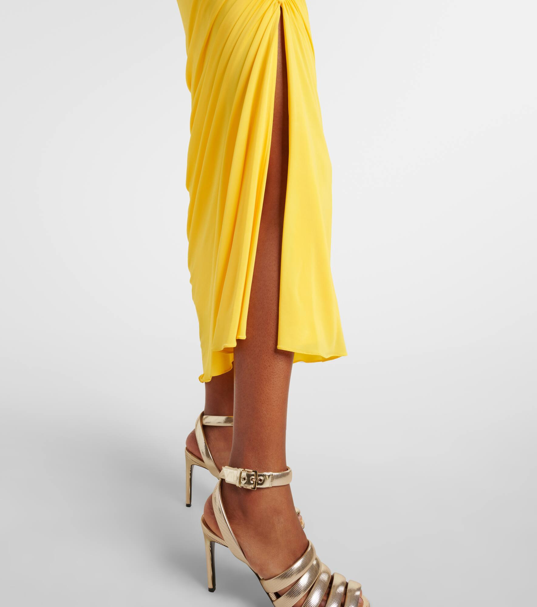Asymmetric gathered jersey maxi dress - 6