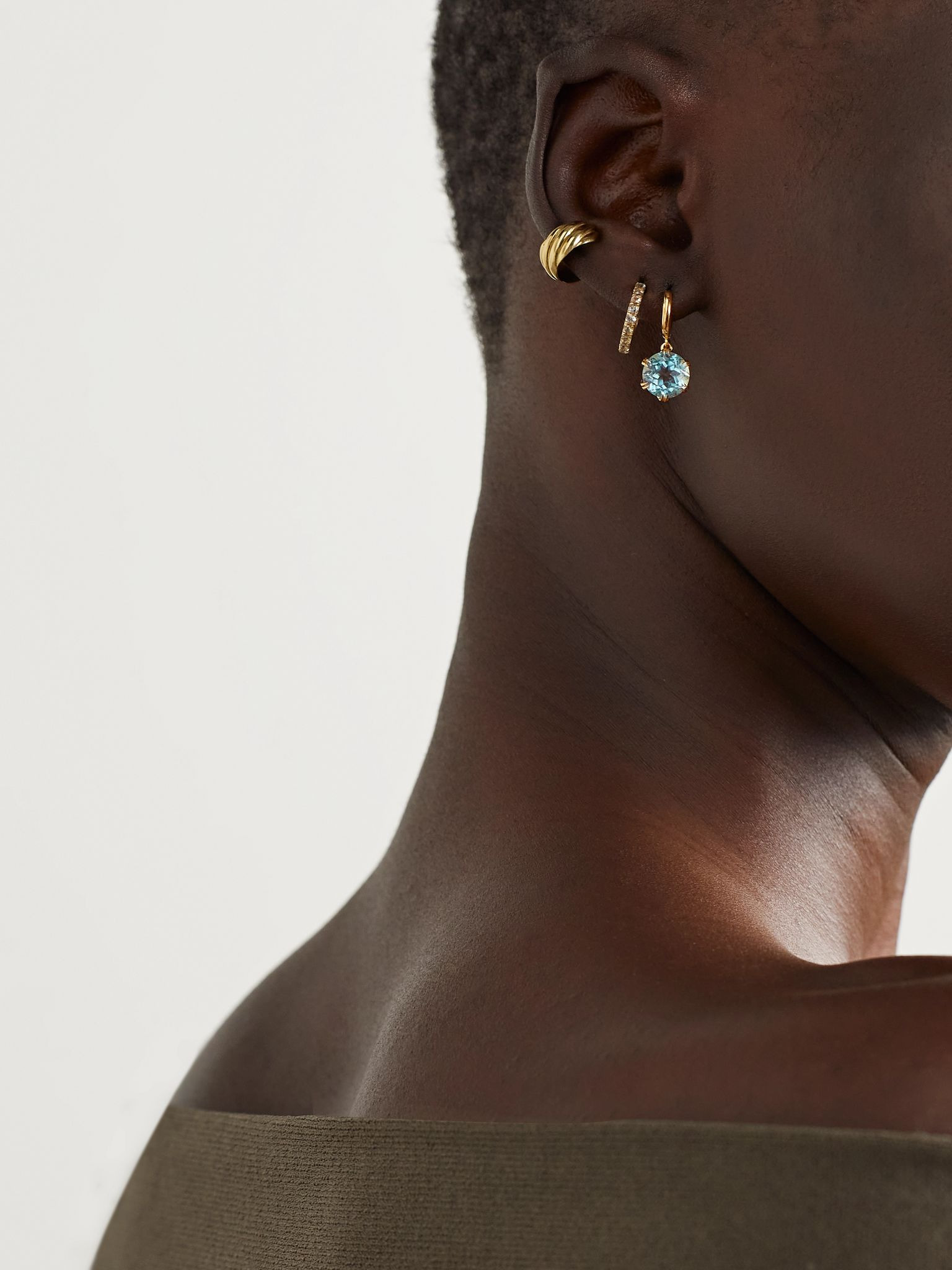 Mini Crown 18-karat gold topaz earrings Gold - 4